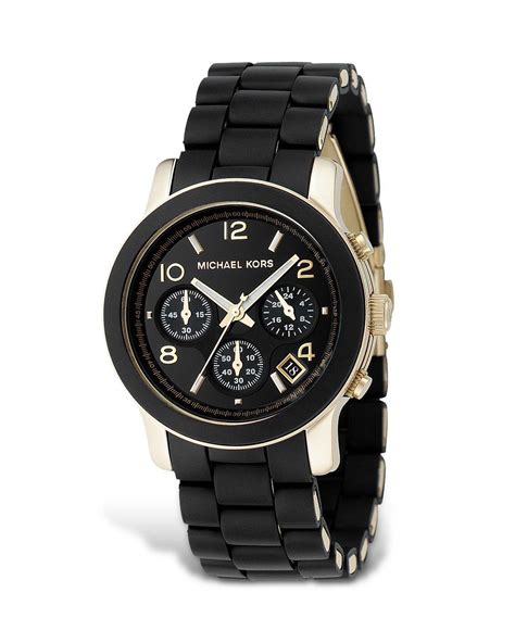 michael kors black rubber strap chronograph watch